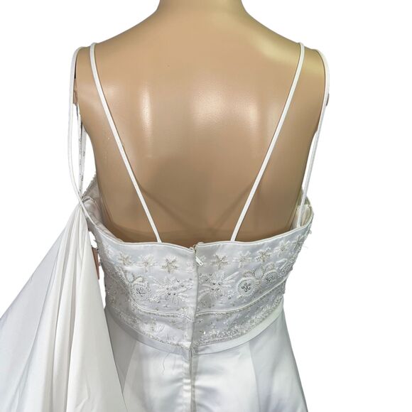 Signature Womens Wedding Dress Gown Beaded Bridal White Sheer Long Train - Picture 6 of 13